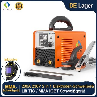 HITBOX 200A Mini ARC Schweißgerät DC 220V E-Hand MMA Schweißgerät & Schweißhelm