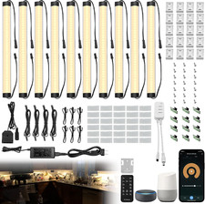 Under Cabinet Lights Kit, LED Smart Dimmable Strip Lighting Fixtures 24V Plug