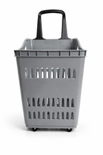 68L Heavy Duty Plastic Shopping Trolley Basket with Wheels Retail Store