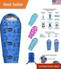KidzAdventure Mummy Style 32 59F Kids Sleeping Bag with Pillow Sleeve, 4 Se...