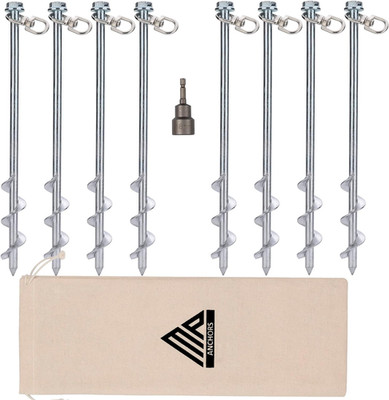 Earth Anchors - 12'' Set of 8 Heavy Duty Ground Stakes - Screw in Anchors for Mob
