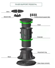 Adjustable Paver Pedestals - Heavy-Duty Rooftop Tile Support