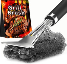 Grill Brush with Scraper, 18" Adjustable Handle BBQ Grill Brush for Outdoor G...