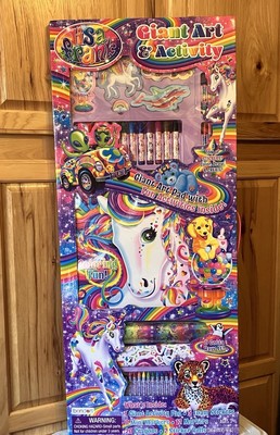 LISA FRANK Giant Art and Activity Set LOT +2 Books Box Markers Gift Stickers Art