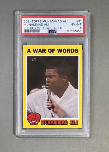Topps 2021 Muhammad Ali People's Champ #31 A War of Words - Gold 1/1, PSA 8