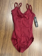 So Danca Leotard Womens Petite Burgundy Camisole Double Strap Lace Back BY27