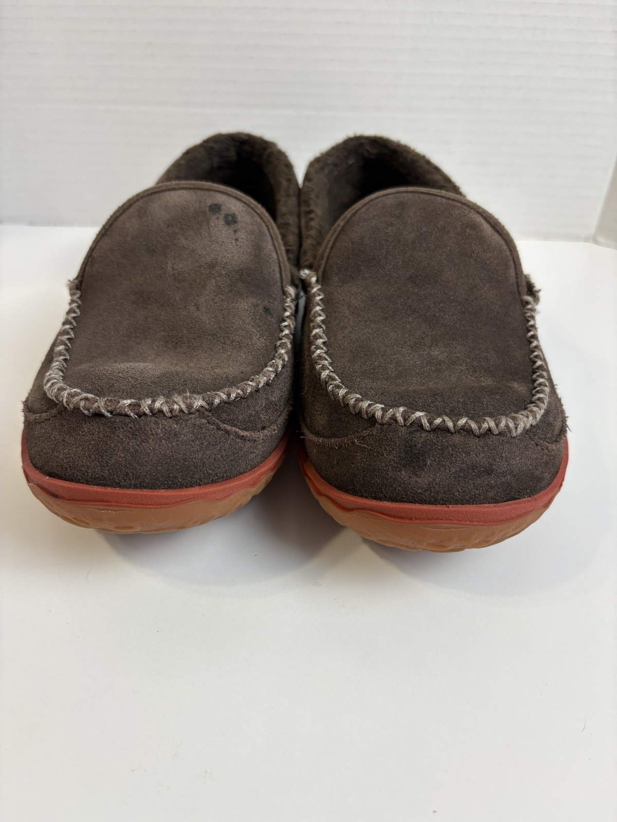 SAOLA L.L. Pantofole uomo Bean taglia 7 marroni scamosciate foderate in pile suola in gomma antiscivolo