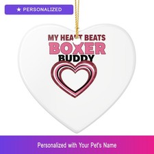 Custom Boxer Christmas Holiday Xmas Ornament Personalized Heart Shaped Dog Owner