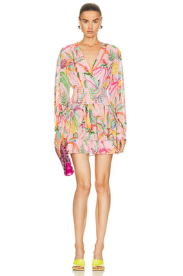 Rococo Sand Rio Pink Palm Tree Metallic Mini Dress sz XS
