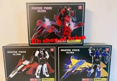 Auf Lager Neu MPU01 Thrust / 02 Ramjet / 03 Dirge Transforms Jet Figur 3er Set