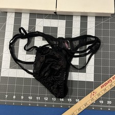 VTG Fredericks Of Hollywood Panties Size L Black Diamond Front Lace Trim Bow New