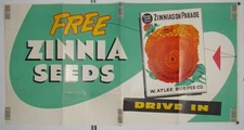 1960's Free Zinnia Seeds Poster, Mobil Gas Stations Promotion