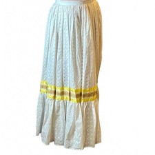 Vtg 60s Eyelet Ribbon  Full Maxi skirt prairie boho peasant Prairie ribbon Small