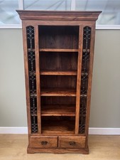 Solid Wood, Asian-Jali-Sheesham, Tall Bookcase with 2 Drawers