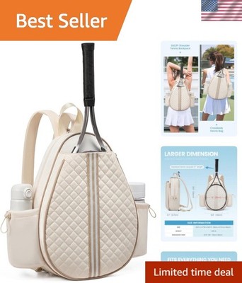 Tennis Bag, Quilted Tennis Sling Crossbody Backpack, Water Resistant Tennis R...