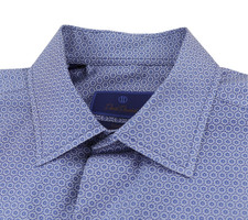 David Donahue Dress Shirt Mens XL Blue Geometric Fusion Performance Stretch