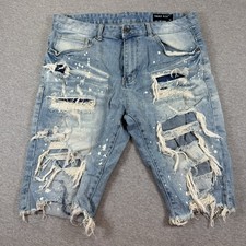 Size 36 Smoke Rise Light Wash Denim Distressed Jean Shorts