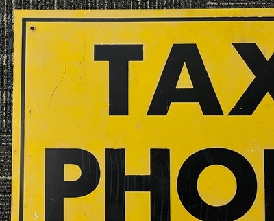 Vintage Original Double Sided Sign Taxi Phone Yellow Cab | eBay
