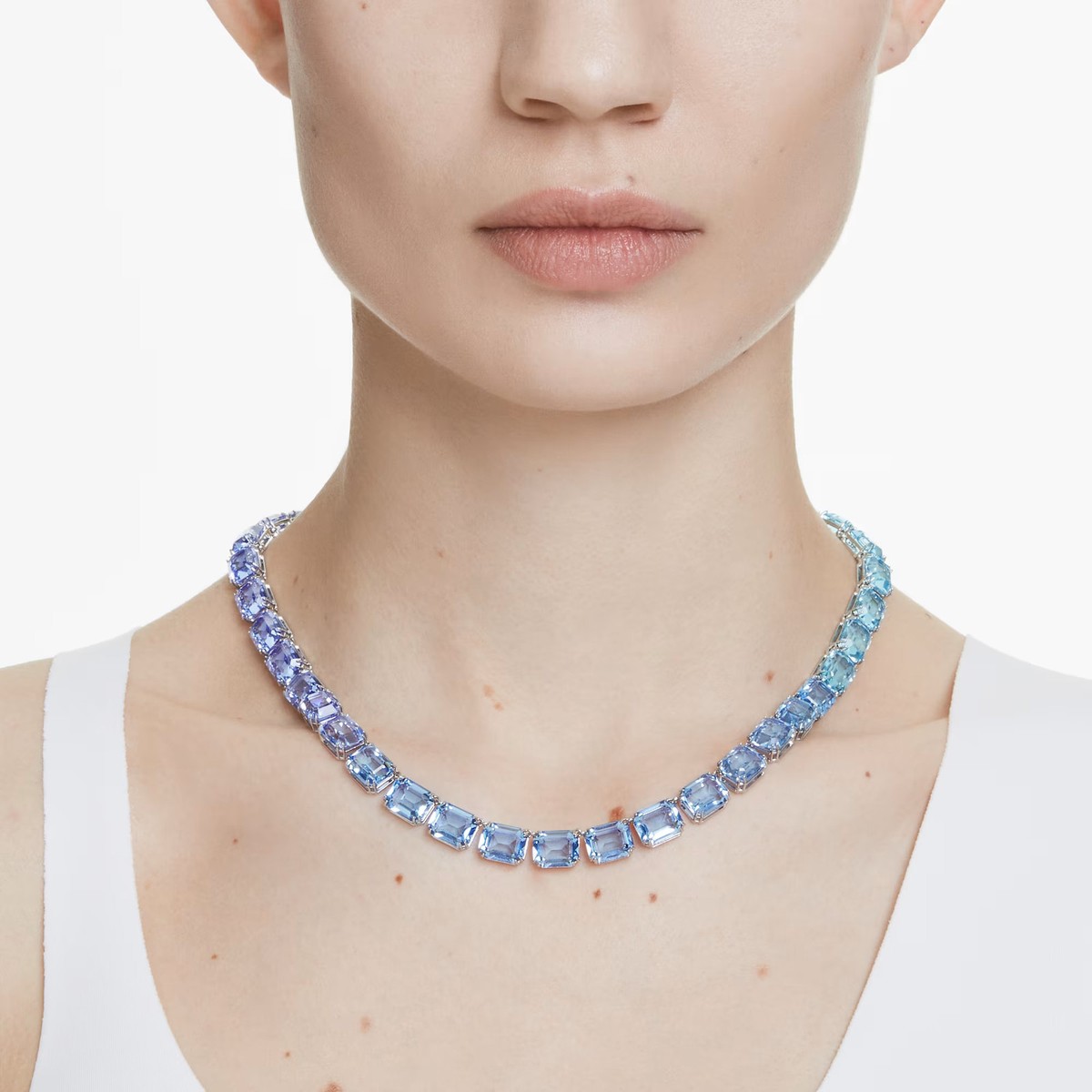 Swarovski Millenia Tennis Necklace, Color Gradient, Blue