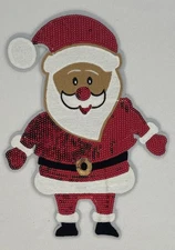 Sequin Santa Claus Iron On Transfer 14" x 10.5" | Adult Christmas Sparkly Design