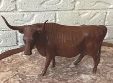Vintage Red Mill Mfg Bull Sculpture Pecan Shell Resin 1987