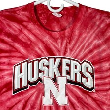Nebraska Huskers Tie Dye T-Shirt Men's Small Red White Hanes Football