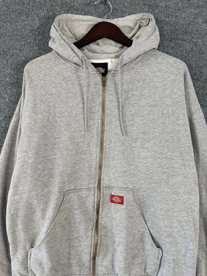 Sudadera con capucha vintage Red Tag Dickies térmica forrada con cremallera gris envejecida para hombre XL 90s Foto 2 de 4