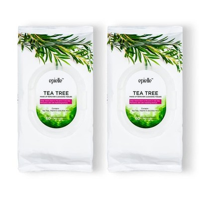 Tea Tree Makeup Remover Wipes, Gentle Daily Facial Cleanser Towelettes, Remov...