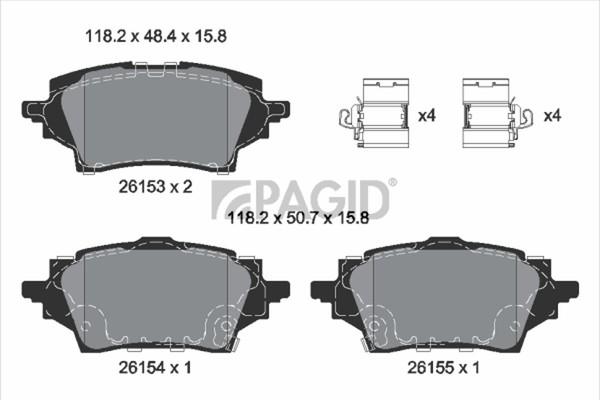 Bremsbelagsatz Scheibenbremse Pagid T2853N FüR Toyota Corolla HR Yaris VAN Aygo-image