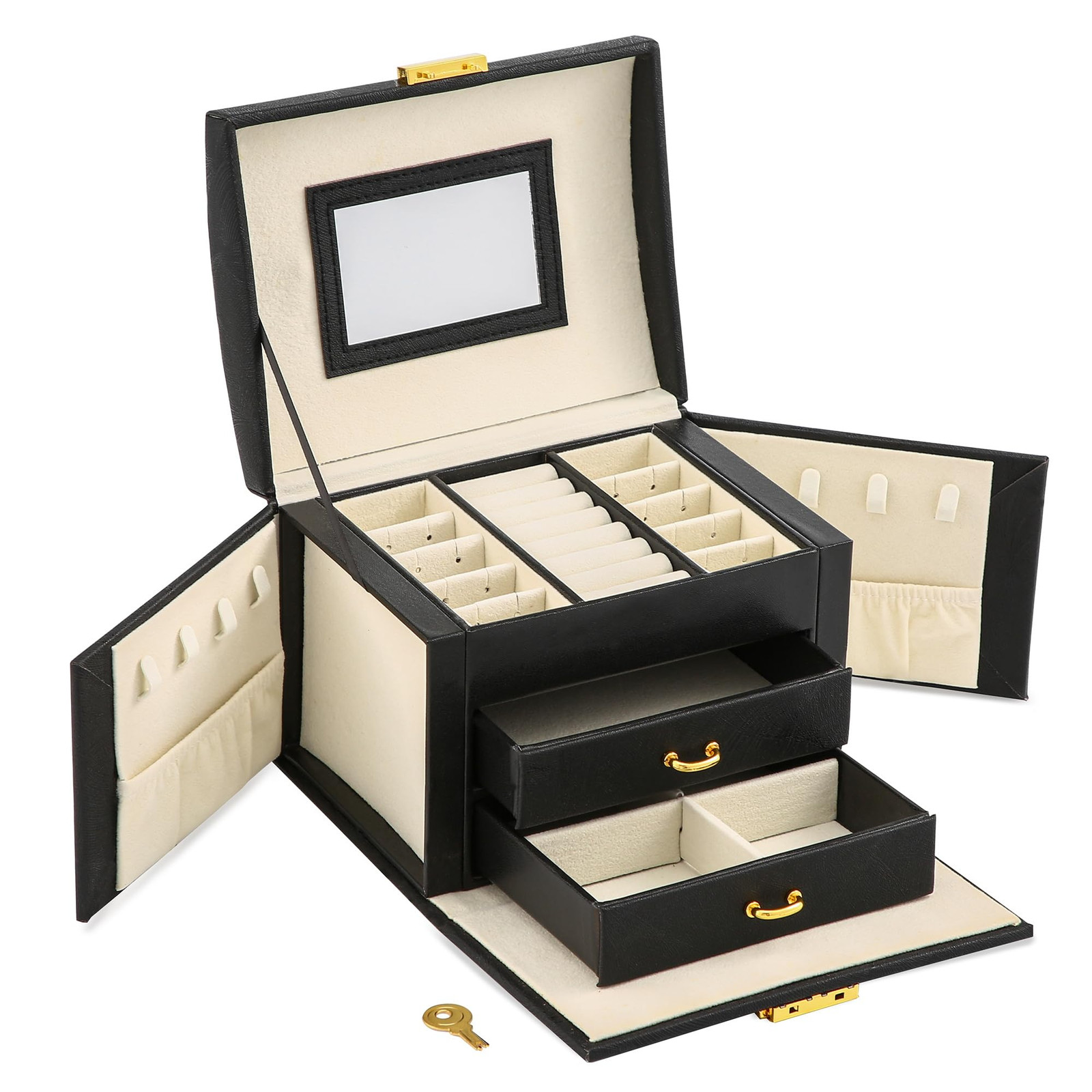 3 Layers Jewelry Organizer，Jewelry box with 2 drawers，Large capacity jewelry ...