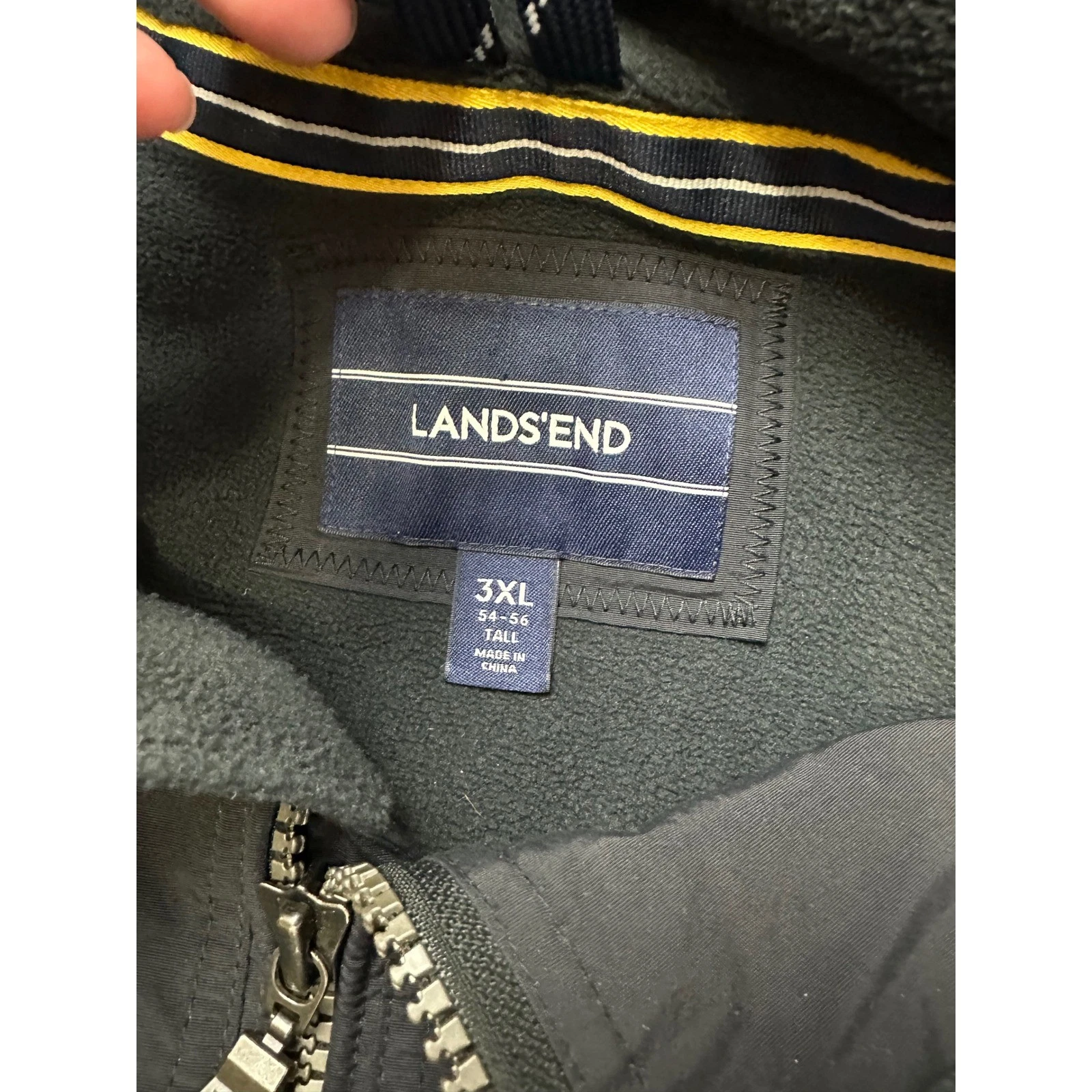 Lands End Squall Jacket Mens 3XL Tall Black Fleece Lined Full Zip Bomber 457210 - product detail image 4