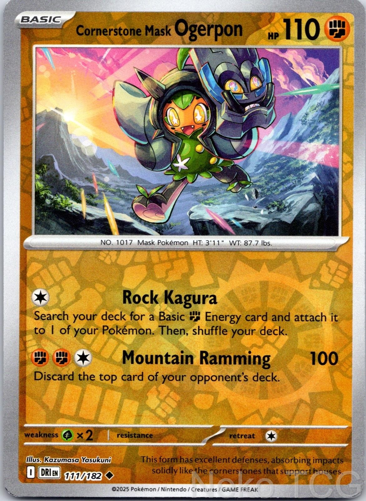 CORNERSTONE MASK OGERPON 111/182 UNCOMMON DESTINED RIVALS REVERSE HOLO NM