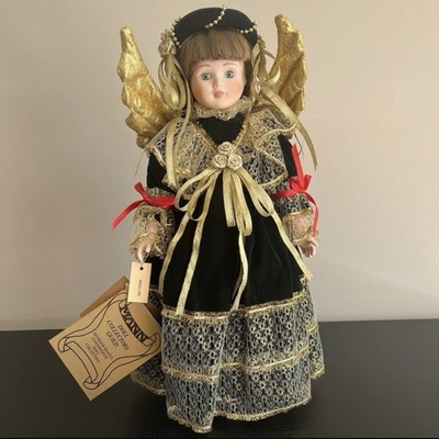 Seymour Mann Connoisseur Angeline Porcelain Doll Angel Christmas 16in Vtg 1993