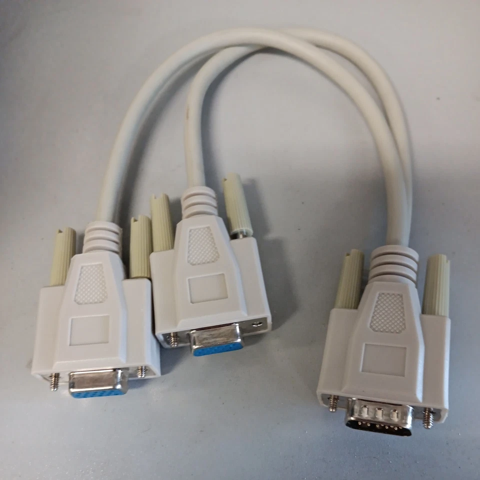 5Qty VGA 15 Pin PC SVGA Male to 2 Dual Female Monitor Y Adapter Splitter Cable - Image 2 of 2
