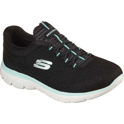 Skechers Women's SUMMITS-COOL CLASSIC Slip-On Athletic Sneaker, Black/Aqua