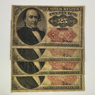 Lot of 4 1874 25C 5th Issue Fractional Currency Notes