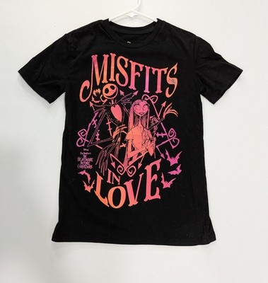 Womens Disney Tim Burtons The Nightmare Before Christmas Black Pink Shirt Sz XS