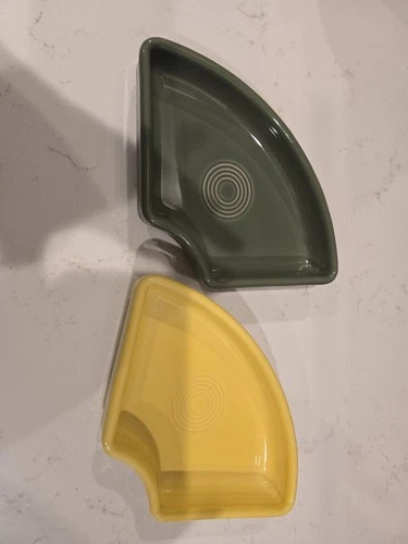 Fiesta Retired Omni Relish Trays in Sage and Sunflower