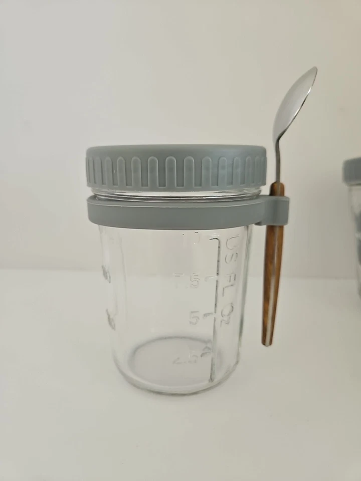 Overnight Oats Glass Containers With Lids And Spoons- Set Of 4- 10oz - Image 2 of 4