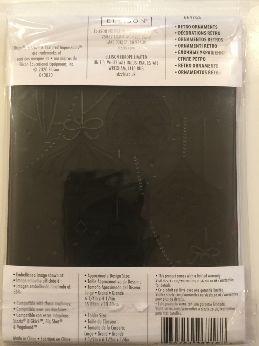 Sizzix 3d Textured Impressions A6 Christmas Retro Ornaments