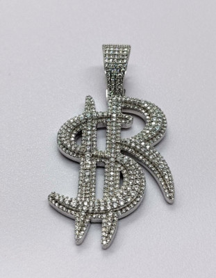 1.50 Ct Moissanite Customizable ''$R'' Letters Charm Pendant 925 Sterling Silver