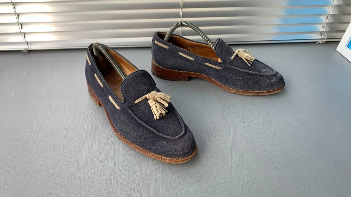 Trickers handmade mens suede tassel -loafers made in England US7 UK6 EU40