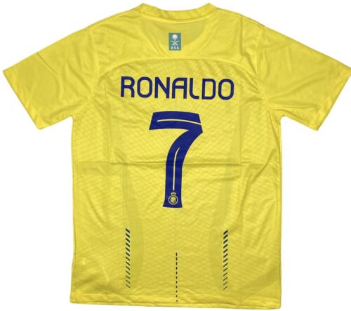 Maillot maison 2023/24 Al Nassr #7 Ronaldo numéro joueur moyen Nike NEUF football maison - Photo 1 sur 13