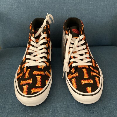Vans x Thrasher Skate Sk8 Hi Skateboarding Magazine PopCush Shoes SZ 10