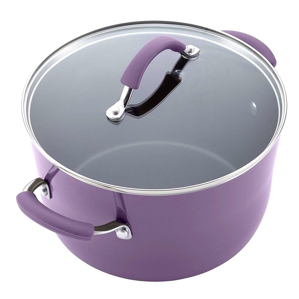 Nonstick Cookware Set Pots Pans Kitchen Enamel Oven Safe Cooking Purple ...