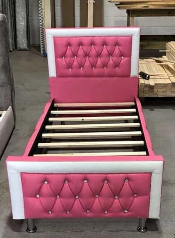 Pink leather single bed deals