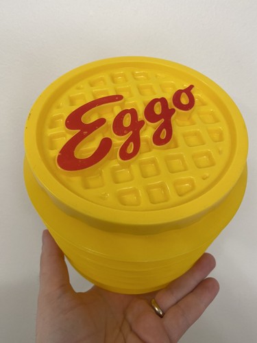 Vintage Retro Kellogg’s Eggo Waffel erweiterbarer Aufbewahrungsbehälter 2012 gelb