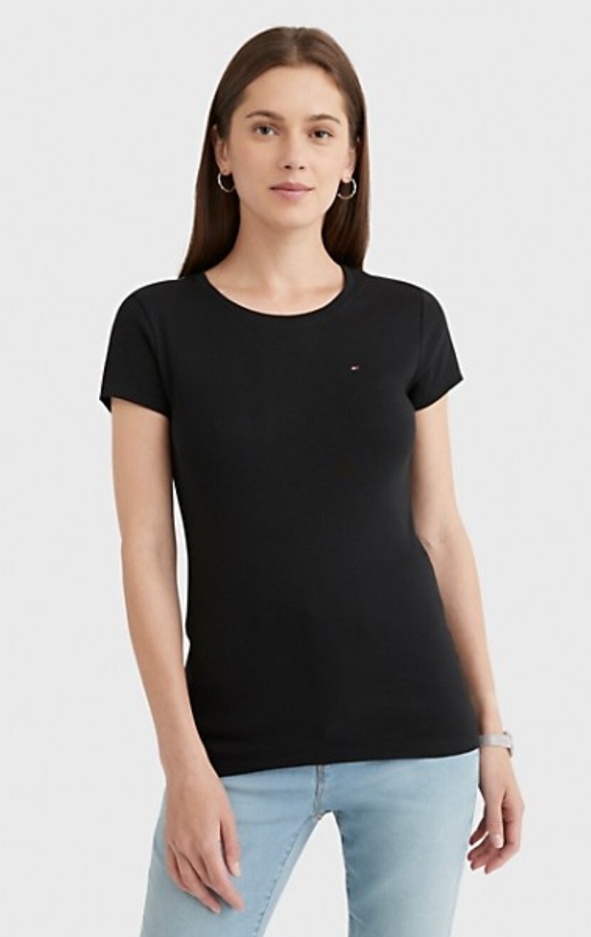 Tommy Hilfiger Essential Favorite Crew Neck Tee, Black, Women's Large image 3