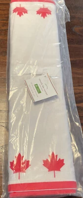 Pottery Barn Table Runner Canada Day White Red Maple Leaf NWT