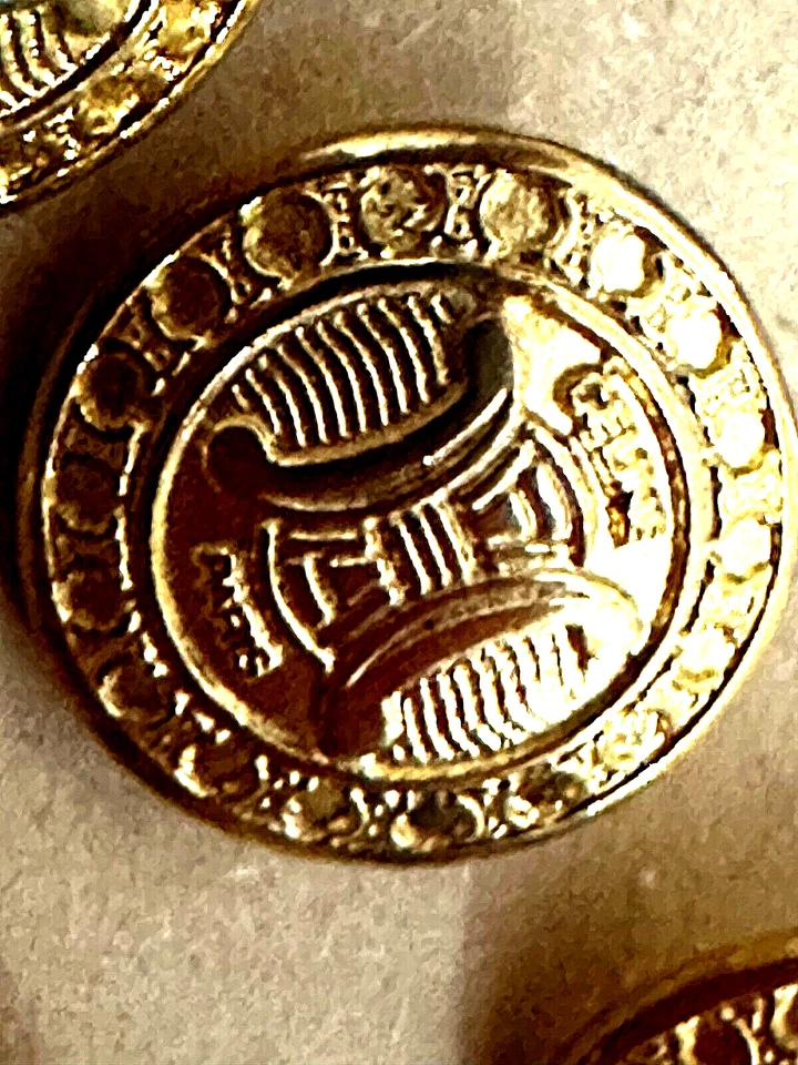pair of vintage rare gold plated CELINE PARIS buttons metal loop shank 1980s  - Image 2 of 4